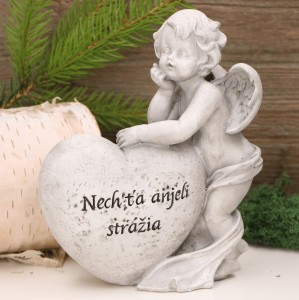 Figurka cmentarna aniołek z sercem 19cm