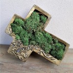 Figurka cmentarna krzyż Ikebana złoty 24,5cm  