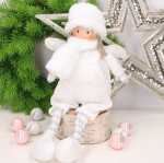 Laleczka futerkowa świąteczna siedząca biały chłopiec 40cm 