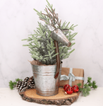 Osłonka doniczka metalowa z głową renifera 35cm
