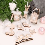 Zestaw zawieszek drewnianych w pudełku naturalne 3-7cm 6szt