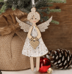 Zawieszka aniołek naturalny krem+złoto 11cm