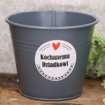 Osłonka metalowa wiaderko 10 cm grafitowy Dzień Dziadka
