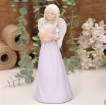 Aniołek dziewczynka z serduszkiem 19cm lawendowy