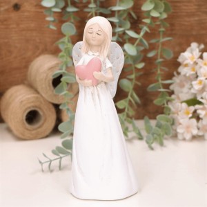 Aniołek dziewczynka z serduszkiem 19cm biały