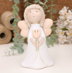 Aniołek dziewczynka z pomarańczowym tulipanem 16cm  