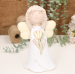 Aniołek dziewczynka z żółtym tulipanem 21cm 
