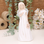Aniołek dziewczynka z kwiatuszkiem 19cm biały