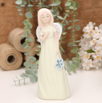 Aniołek dziewczynka z kwiatuszkiem 19cm oliwkowy