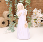 Aniołek dziewczynka z kwiatuszkiem 19cm fioletowy