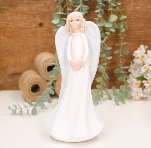 Aniołek dziewczynka z sercem 22cm biały