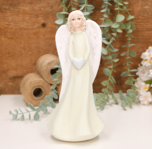 Aniołek dziewczynka z sercem 22cm oliwkowy