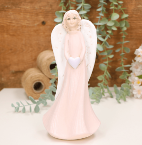 Aniołek dziewczynka z sercem 22cm różowy