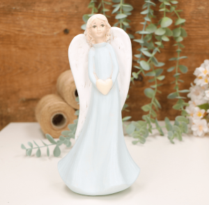 Aniołek dziewczynka z sercem 22cm błękitny