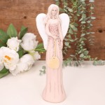 Aniołek ślubny z sercem różowy 28cm