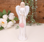 Aniołek ślubny z sercem biały 28cm 