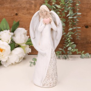 Aniołek ślubny z sercem biały 26cm   