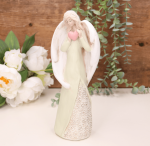 Aniołek ślubny z sercem zielony 26cm    