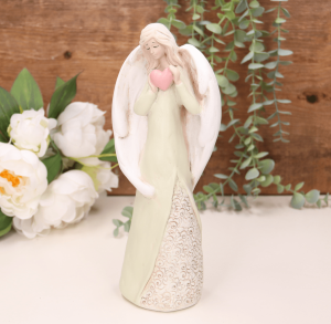 Aniołek ślubny z sercem zielony 26cm    