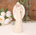 Aniołek ślubny z sercem żółty 26cm    