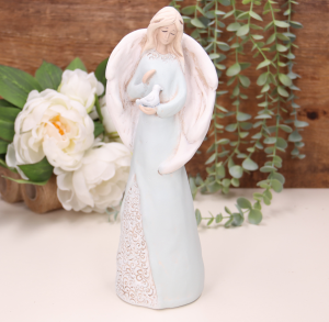 Aniołek ślubny z gołąbkiem błękitny 26cm    