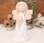 Aniołek dziewczynka z pomarańczowym tulipanem 25cm 