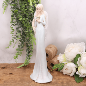 Aniołek ślubny z bukietem błękitny 36cm  