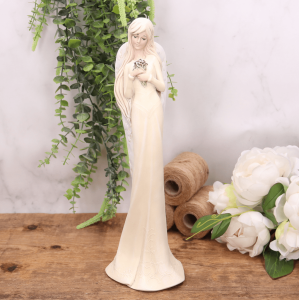 Aniołek ślubny z bukietem żółty 36cm    