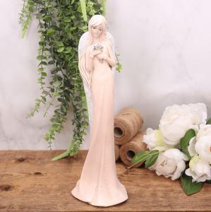 Aniołek ślubny z bukietem brzoskwiniowy 36cm    