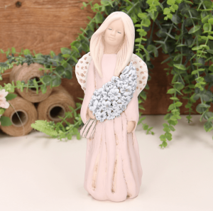 Aniołek dziewczynka z bzem 23cm różowy