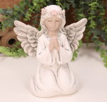 Aniołek klęczący z wiankiem 18cm biały