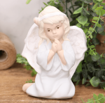 Aniołek gipsowy  "Dobrusia" chrzest 16cm błękitny