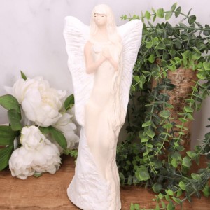 Aniołek gipsowy "MILENA" długie skrzydła 36cm kremowy