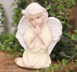 Aniołek gipsowy  "Dobrusia" chrzest 16cm kremowy