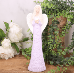 Aniołek gipsowy "FELICJA"  w sukni z kwiatami 30cm fioletowy