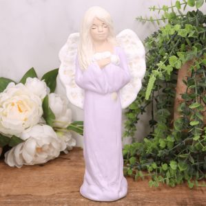 Aniołek gipsowy "Kamila" 32cm fioletowy 