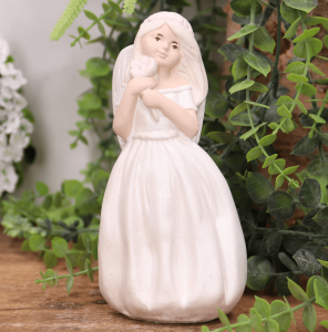 Aniołek gipsowy ''Nadia'' 16cm  perłowy