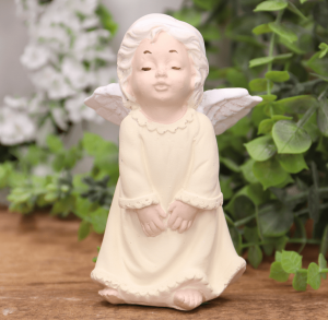 Aniołek gipsowy '' Leo'' 12cm kremowy