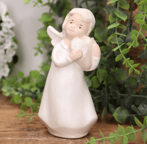 Aniołek gipsowy '' Olo'' 13cm perłowy 