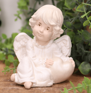 Aniołek gipsowy '' Krzyś'' 10cm perłowy