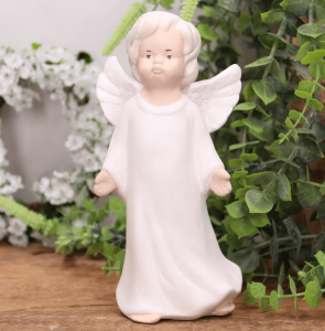 Aniołek gipsowy  ''BENIO'' 18cm perłowy