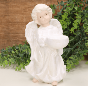 Aniołek figurka 23cm biały perła 