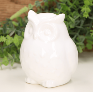 Sowa Futerko mała szkliwo białe 12cm