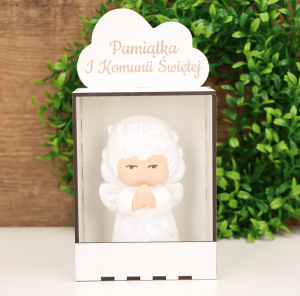 Aniołek "Modlący" komunijny biel  w opakowaniu 22cm  