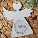 Drewniany aniołek biały zawieszka 12cm Podziękowanie dla Gości