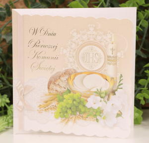 Kartka komunijna Pamiątka I Komunii Świętej  5szt. MIX   