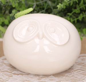 Sowa ceramiczna szkliwiona biała 16cm