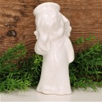 Anioł ceramiczny "płaczący w czapce" ecru szkliwiony 16cm