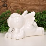 Anioł ceramiczny "Cypisek" IHS ecru szkliwiony 13cm 