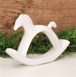 Koń na biegunach figurka szkliwiona ceramiczna 13cm